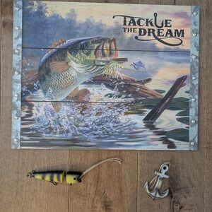 Hobby Lobby Tackle the Dream Fishing Art - Blue and Green